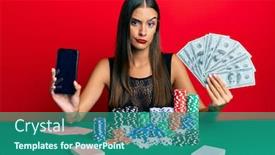  Presentation with poker - Audience pleasing presentation consisting of young-hispanic-woman-playing-poker backdrop and a ocean colored foreground