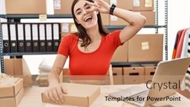  Presentation with peace order - Theme enhanced with young-hispanic-woman-preparing-order background and a coral colored foreground