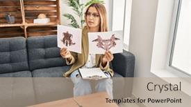  Presentation with psychology altruism - PPT theme consisting of young-hispanic-woman-psychologist-doing background and a coral colored foreground