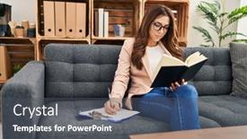  Presentation with psychology - Theme with young-hispanic-woman-psychologist-reading background and a dark gray colored foreground