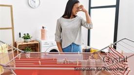  Presentation with young woman diagnosis of sti - Presentation design enhanced with young-hispanic-woman-putting-fresh background and a coral colored foreground