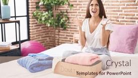  Presentation with hispanic - Theme with young-hispanic-woman-putting-used background and a  colored foreground