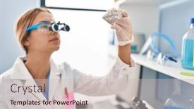  Presentation with zoom - Slide deck having young-hispanic-woman-scientist-looking background and a soft green colored foreground