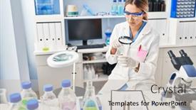  Presentation with sample - Slide deck consisting of young-hispanic-woman-scientist-looking background and a light gray colored foreground