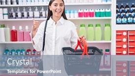  Presentation with pharmacy - Presentation design enhanced with young-hispanic-woman-shopping background and a  colored foreground
