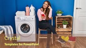  Presentation with great idea - PPT layouts consisting of young-hispanic-woman-sitting-waiting background and a tawny brown colored foreground