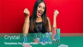  Presentation with poker - Beautiful theme featuring young-hispanic-woman-sitting backdrop and a ocean colored foreground