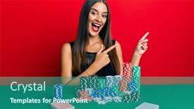  Presentation with poker - Theme enhanced with young-hispanic-woman-sitting background and a ocean colored foreground