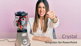  Presentation with mixer machine - Beautiful slide deck featuring young-hispanic-woman-sitting backdrop and a lemonade colored foreground
