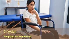  Presentation with wheelchair - PPT theme consisting of young-hispanic-woman-sitting background and a  colored foreground