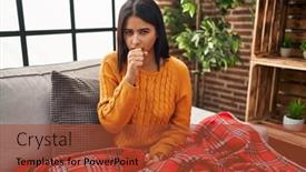  Presentation with cold coffee - Presentation design enhanced with young-hispanic-woman-sitting background and a red colored foreground