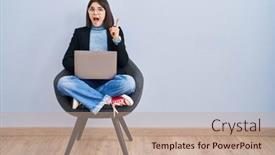  Presentation with number - Presentation theme enhanced with young-hispanic-woman-sitting background and a coral colored foreground