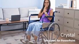  Presentation with forgiveness - PPT theme consisting of young-hispanic-woman-sitting background and a coral colored foreground