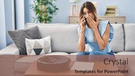  Presentation with speaking - Presentation theme enhanced with young-hispanic-woman-sitting background and a coral colored foreground