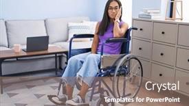  Presentation with depression - PPT theme consisting of young-hispanic-woman-sitting background and a coral colored foreground