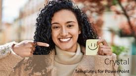  Presentation with confident young hispanic woman - Theme having young-hispanic-woman-smiling-confident background and a coral colored foreground