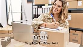  Presentation with confident young hispanic woman - PPT theme enhanced with young-hispanic-woman-smiling-confident background and a coral colored foreground