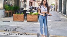  Presentation with confident young hispanic woman - Presentation design enhanced with young-hispanic-woman-smiling-confident background and a light gray colored foreground
