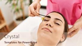  Presentation with confident young hispanic woman - PPT theme consisting of young-hispanic-woman-smiling-confident background and a lemonade colored foreground