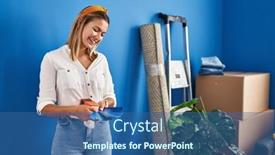  Presentation with confident young hispanic woman - Slides having young-hispanic-woman-smiling-confident background and a ocean colored foreground