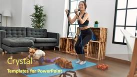  Presentation with confident young hispanic woman - Slide set enhanced with young-hispanic-woman-smiling-confident background and a tawny brown colored foreground