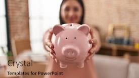  Presentation with confident young hispanic woman - Theme consisting of young-hispanic-woman-smiling-confident background and a coral colored foreground