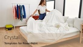  Presentation with confident young hispanic woman - PPT layouts featuring young-hispanic-woman-smiling-confident background and a coral colored foreground