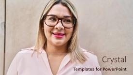  Presentation with confident young hispanic woman - Presentation theme enhanced with young-hispanic-woman-smiling-confident background and a coral colored foreground