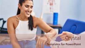  Presentation with bandaging - Theme with young-hispanic-woman-smiling-confident background and a coral colored foreground