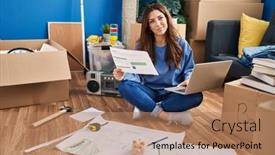  Presentation with confident young hispanic woman - Presentation theme enhanced with young-hispanic-woman-smiling-confident background and a coral colored foreground