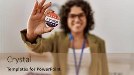  Presentation with electoral reform - Theme featuring young-hispanic-woman-smiling-confident background and a coral colored foreground