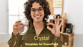  Presentation with confident young hispanic woman - Presentation theme featuring young-hispanic-woman-smiling-confident background and a tawny brown colored foreground