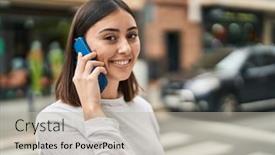  Presentation with confident young hispanic woman - PPT theme consisting of young-hispanic-woman-smiling-confident background and a mint green colored foreground