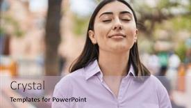  Presentation with breathing - Presentation featuring young-hispanic-woman-smiling-confident background and a lemonade colored foreground