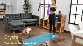  Presentation with band - PPT theme having young-hispanic-woman-smiling-confident background and a tawny brown colored foreground