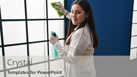  Presentation with confident young hispanic woman - Theme with young-hispanic-woman-smiling-confident background and a light gray colored foreground