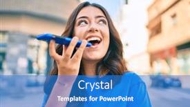  Presentation with voice - Presentation theme with young-hispanic-woman-smiling-happy background and a teal colored foreground