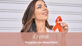  Presentation with awareness - Colorful theme enhanced with young-hispanic-woman-smiling-happy backdrop and a coral colored foreground