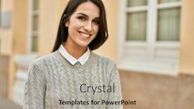  Presentation with happy smiling woman dental health - PPT layouts enhanced with young-hispanic-woman-smiling-happy background and a mint green colored foreground