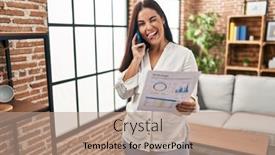  Presentation with speaking - Slides enhanced with young-hispanic-woman-speaking background and a coral colored foreground