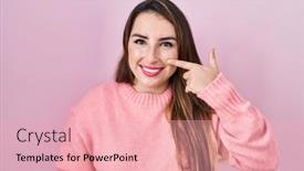  Presentation with pink beauty - Presentation theme enhanced with young-hispanic-woman-standing-over background and a lemonade colored foreground