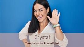  Presentation with hispanic - Slide set with young-hispanic-woman-standing-over background and a soft green colored foreground