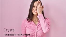  Presentation with emotion - Presentation theme having young-hispanic-woman-standing-over background and a lemonade colored foreground