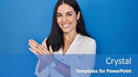  Presentation with hispanic - Presentation design enhanced with young-hispanic-woman-standing-over background and a teal colored foreground