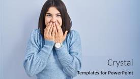  Presentation with scandal - Presentation theme enhanced with young-hispanic-woman-standing-over background and a light blue colored foreground