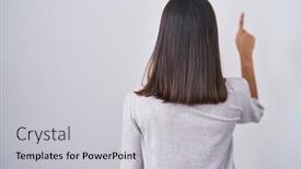  Presentation with woman praying over bible - Presentation design enhanced with young-hispanic-woman-standing-over background and a light gray colored foreground