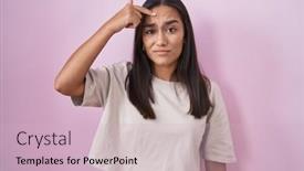  Presentation with acne woman - Slides featuring young-hispanic-woman-standing-over background and a soft green colored foreground