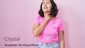  Presentation with sore throat - Presentation design featuring young-hispanic-woman-standing-over background and a lemonade colored foreground