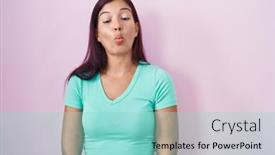  Presentation with lips - PPT layouts featuring young-hispanic-woman-standing-over background and a arctic colored foreground