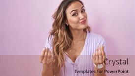 Presentation with pink business - Theme featuring young-hispanic-woman-standing-over background and a coral colored foreground